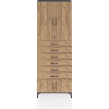 Arges Dolap 3 Raflı 6 Çekmeceli 4 Kapaklı 88x30x243 Antrasit-çam Antrasit