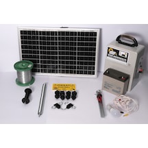 Elektrikli Çit 24ah Set-1 Domuz Kovucu Cihazı 50 Watt Panel 500m Galv.tel - Demir Izolatör