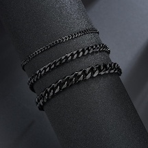 Siyah Yüksek Kaliteli Paslanmaz Çelik Bilezikler Erkekler Için Boş Renk Punk Curb Küba Link Zinciri Bilezikler El Takı Hediyeler Trendi Width 7mm Siyah