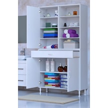 Eliusta Rivo 4 Raflı Banyo/mutfak Dolabı 100 Cm Beyaz Renkli Çok Amaçlı Dolap 100x173x32,5 Cm Ebatlarında Beyaz