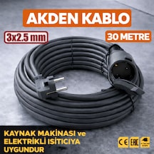 Kablo 30 Metre 3x2,5mm Uzatma Kablosu Tam Kesit Kaynak Makinası Kullanıma Uygundur 30 M