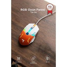 Masaüstü Aksesuarı Bilgisayar Faresi Işıklı Fare Oyuncu Mouse Rgb Aydınlatma Tm24 Beyaz