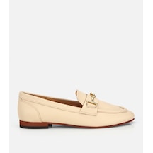 Hotiç Kadın Deri Bej Yumuşak Dokulu Tokalı Klasik Loafer