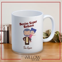 Babalar Günü Temalı İsimli Kişiye Özel Seramik Kupa Bardak-47 Beyaz