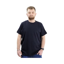 Mode Xl Büyük Beden Erkek T-shirt Bisiklet Yaka Waffle 20033 Lacivert Lacivert