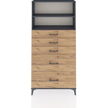 Arges Dolap 2 Raflı 5 Çekmeceli 88x30x182 Antrasit-çam Antrasit