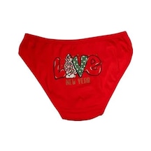 Ang Butik Kadın Kırmızı Yılbaşı Desenli Love New Year Pamuklu Külot