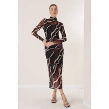 Önü Büzgülü Astarlı Florence Tül Elbise-35115-siyah Önü Büzgülü Astarlı Florence Tül Elbise-35115-siyah