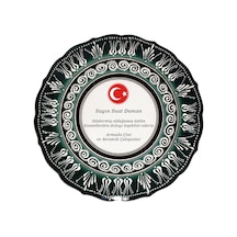 Armada Çini 30 Cm Resimli El Dekoru Kütahya Çini Tabak Yeşil