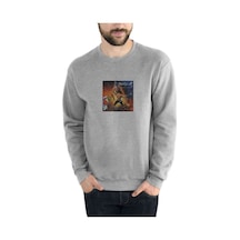 Manowar Warriors Of The World Baskılı Gri Erkek Sweatshirt