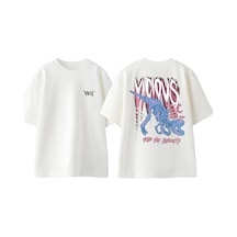 Thewert Vıcıous Tasarım Sırt Baskılı Pamuk Beyaz Oversize T-shirt