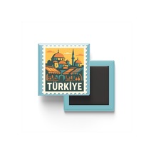 Buzdolap Magneti Türkiye Ankara Renkli Posta Pulu Temalı - 9x9 Cm