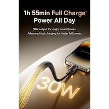 Tungsten Gold Air 30w Type-c To Lightning İp Hızlı Şarj Ve Veri Aktarım Kablosu, Pd Destekli Örgülü Kopmaz Yapı, İphone Ve İpad Uyumlu, 1.2 Metre, Cluster Siyah