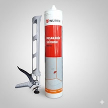 Würth Duşakabin Silikonu Beyaz Su Geçirmez Ve Sızdırmaz 310 Ml + Silikon Tabancası Beyaz
