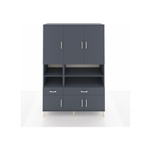 Hyperion Dolap 8 Raflı 2 Çekmeceli 6 Kapaklı 132x44x195 Antrasit-antrasit/antrasit Antrasıt/antrasıt