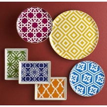 Porland 04AP021276 Morocco 18 Parça 6 Kişilik Ikram Ve Kahvaltı Takımı Çok Renkli