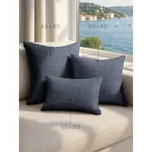 Keten Dokulu Granit Grisi Kırlent Kılıfı, 50x50 Cm, Polyester Diğer