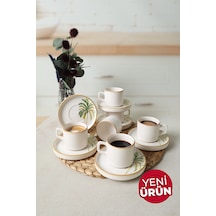 Keramika Bronze Palmiye Stackable Çay Takımı 12 Parça 6 Kişilik Çok Renkli
