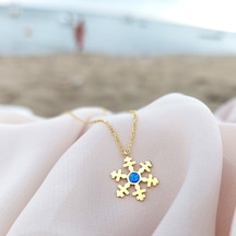 Vaoov 925 Ayar Gümüş Opal Taşlı Gold Kar Tanesi Kolye