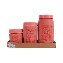 Herevin 171601-802 Desenli Kavanoz Seti 3'lü 425-660-1000 Ml Pembe