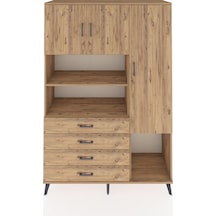 Hyperion Dolap 8 Raflı 4 Çekmeceli 3 Kapaklı 132x44x195 Çam-çam/çam Atlas Çam/atlas Çam