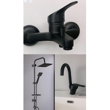Armour Armatür Siyah Lüks Banyo Batarya Seti Siyah