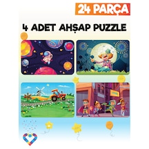 Ahşap Çocuk Puzzle 24 Parça 4 Adet
