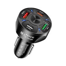 Araç 20 Watt 3x Usb-c & 1x Usb A Fast Araç Şarjı Siyah