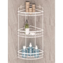 MultiStore Yapışkanlı Ömür Boyu Paslanmaz Banyo Düzenleyici Şampuanlık Beyaz LK03 Beyaz