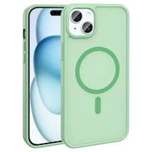 Apple Uyumlu iPhone 15 Kılıf M-safe Şarj Özellikli Mat Arka Yüzey Zore Sio Kapak Yeşil