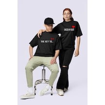 Nevermind Unisex Çift Erkek Kadın Tişört 2li Set Takım The Key To Baskılı Siyah