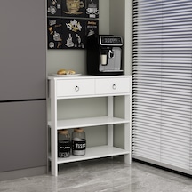 Dekrosso Luke Modern 2 Çekmeceli Kahve Köşesi Airfry Dolabı Beyaz