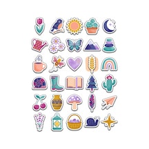30 Adet Suluboya Boho Doğa Sticker Seti - Laptop Defter Telefon Çok Renkli