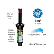 22safpropr Basınç Düzenleyici Prs Yüksek Verimli Pro Döner Sprinkler, 360 Tam Desen, 17' - 24' Püskürtme Mesafesi, 10 Cm Açılır Yükseklik