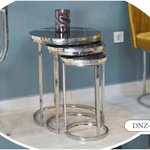 Mim Siyah Mermer - Gümüş Dünya Zigon Sehpa Gümüş - Siyah Mermer