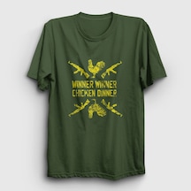 Presmono Unisex Chicken Dinner Pubg T-shirt Haki