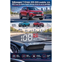 Volkswagen T-cross 2019-2026 Modeller İçin Obd2 Head Up Display Hayalet Gösterge Ekranı Ön Cam Hız Göstergesi