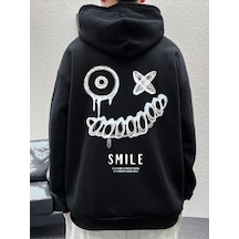 Startmore Erkek Siyah Smile Baskılı Oversize Swetshirt Benisengiydirsmilesweat Siyah