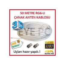 50 Metre Uydu Kablosu Full Hd 3D 4K Çanak Kablosu Rg6