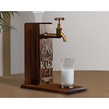 BK Gift Kişiye Özel Kabartma İsimli Musluklu Ceviz Ahşap Rakı Sta