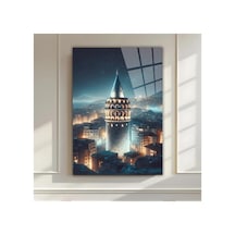 Galata Kulesi Ve İstanbul Boğazı Cam Tablosu - Modern Dekoratif Duvar Sanatı Şehir Temalı Dekoratif Duvar Tablosu, Salon Ve Ofis Dekoru,