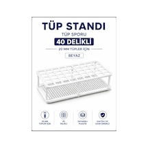 Tüp Standı - Tüp Sporu -40 Delikli - 20 Mm Tüpler İçin - Beyaz