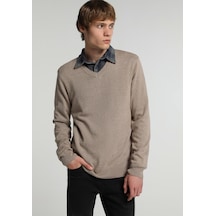 Colin's Colins Regular Fit V Yaka Düz Erkek Bej Kazak Cl1066745 Q1.v2 Bme