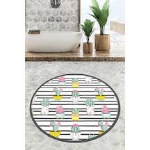 Catinus Cactus Çap Banyo Halısı Djt 120x120 cm, Banyo Halısı , Banyo paspası yıkanabilir Çok Renkli