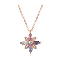 Gümüş Rose Mix Taşlı Umut Çiçeği Kolye Gümüş Gümüş