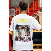 Sevbano Katseye Beautiful Chaos Kpop Müzik Grubu Sırt Baskılı Unisex Over Beyaz