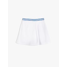 Koton Mini Şort Etek Pileli Beli Lastikli Beyaz 5skg70012ak Beyaz
