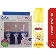 Difaş Bebekler İçin 3'Lü Damak Kaşıma ve Diş Bakım Seti Pembe + Dalin Bebek Kolonyası Bıcı Bıcı Kokulu 150 ml