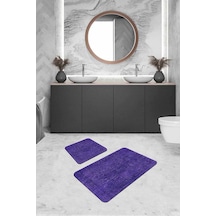 Mor Modern Klasik Banyo Halısı Klozet 2'li Paspas Seti Bs237n11