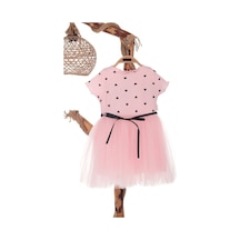 Kalp Baskılı 2-7 Yaş Arası Pembe Kız Çocuk Tüllü Elbise Doğum Günü Özel Gün Ve Geceler İçin Pembe